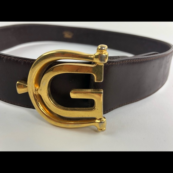 Gucci Accessories - Vintage GUCCI BELT BROWN LEATHER GOLD G SZ 28/70